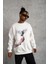 Erkek Güvercin Baskılı Sweatshirt - Beyaz -Vlmr 1