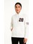 Kadın Üç Iplik Kapüşonlu Ön ve Arka Baskılı Sweatshirt Hoodie - Beyaz -Vlmr 4