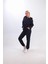 Iki Iplik Kapüşonlu Fermuarlı Crop Oversize Hırka Takım- Lacivert -Vlmr 1
