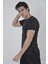 Erkek Yandan Fermuarli Slim Fit T-Shirt - Siyah -Vlmr 1
