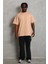 Unisex Oversize Düz Bisiklet Yaka T-Shirt - Bej -Vlmr 1