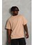 Unisex Oversize Düz Bisiklet Yaka T-Shirt - Bej -Vlmr 4