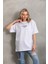 Unisex Baskılı Oversize T-Shirt - Beyaz -Vlmr 1