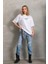 Unisex Baskılı Oversize T-Shirt - Beyaz -Vlmr 4