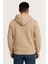 Erkek Üç Iplik Kapüşonlu Tam Fermuarlı Kanguru Çepli Sweatshirt Hoodie - Bej -Vlmr 2