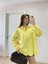 Poplin Kadın Yakalı Yandan Yırtmaçlı Arka Pens Detaylı Gömlek - Sarı -Vlmr 2