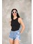 Kadın Kolsuz Badi Bluz - Siyah -Vlmr 4