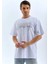 Unisex Oversize Taşlı Bisiklet Yaka T-Shirt - Beyaz -Vlmr 4