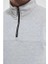 Oversize Yarım Farmuarlı Yakalı Basic Sweatshirt - Gri -Vlmr 3