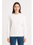 Kadın Üç Iplik Düz Bisiklet Yaka Sweatshirt - Beyaz -Vlmr 2