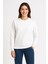 Kadın Üç Iplik Düz Bisiklet Yaka Sweatshirt - Beyaz -Vlmr 3