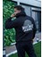 Erkek Sırt Baskılı Kapüşonlu Üç Iplik Oversize Sweatshirt - Siyah -Vlmr 3