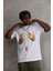 Unisex Baskılı Oversize T-Shirt - Beyaz -Vlmr 4