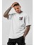 Unisex Baskılı Oversize T-Shirt - Beyaz -Vlmr 1