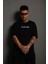 Erkek Bisiklet Yakalı Sırt Baskılı Oversize T-Shirt - Siyah -Vlmr 2