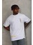 Unisex Oversize Baskılı Bisiklet Yaka T-Shirt - Beyaz -Vlmr 2