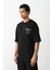 Unisex Baskılı Oversize T-Shirt - Siyah -Vlmr 2