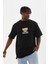 Unisex Baskılı Oversize T-Shirt - Siyah -Vlmr 4