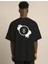 Unisex Bisiklet Yaka Baskılı Oversize T-Shirt - Siyah -Vlmr 2