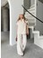 Keten Kısa Kollu Cepli Gömlek Pantolon Ikili Takım - Beyaz -Vlmr 2