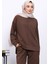 Kahverengi Üst ve Pantolonu Nervür Dikişli Selanik Takım 3