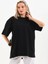 Unisex Bisiklet Yaka 20/1 Düz Oversize T-Shirt - Siyah -Vlmr 1
