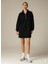 3 Iplik Şardonlu Siyah Oversize Fermuarlı Tunik Sweatshirt - Günlük Spor Elbise 1