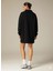3 Iplik Şardonlu Siyah Oversize Fermuarlı Tunik Sweatshirt - Günlük Spor Elbise 7