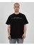 Unisex Bisiklet Yaka Baskılı Oversize T-Shirt - Siyah -Vlmr 1