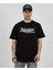 Unisex Bisiklet Yaka Baskılı Oversize T-Shirt - Siyah -Vlmr 1