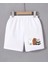 Kadın Beli Lastikli Baskılı Mini Şort - Beyaz -Vlmr 1