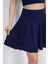 Sendy Kumaş Bisiklet Yaka Crop Şortlu Etek Ikili Takım - Lacivert -Vlmr 4