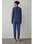 Lacivert Cozy V Yaka Uzun Kol Pijama Takımı 4