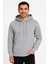Erkek Üç Iplik Kapüşonlu Tam Fermuarlı Kanguru Çepli Sweatshirt Hoodie - Gri -Vlmr 1