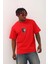 Unisex Oversize Baskılı Bisiklet Yaka T-Shirt - Kırmızı -Vlmr 2