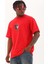Unisex Oversize Baskılı Bisiklet Yaka T-Shirt - Kırmızı -Vlmr 3