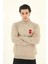 Unisex Yarım Boğazlı Baskılı Dokuma Triko - Bej -Vlmr 1