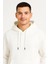 Erkek Ovarsize Kapüşonlu Swetshirt Kanguru Çepli Cıtcıtlı 3 Iplik Şardonlu Hoodie - Beyaz -Vlmr 1