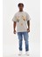 Unisex Baskılı Oversize T-Shirt - Gri -Vlmr 4