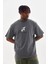 Unisex Baskılı Oversize T-Shirt - Füme -Vlmr 1