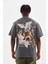 Unisex Baskılı Oversize T-Shirt - Füme -Vlmr 2