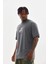 Unisex Baskılı Oversize T-Shirt - Füme -Vlmr 3