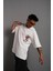 Erkek Sırt Baskılı A Kalite Oversize T-Shirt - Beyaz -Vlmr 4