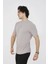 Unisex Bisiklet Yaka Slim Fit T-Shirt- Boyalı Gri -Vlmr 3