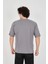 Unisex Jakar Kumaş Rahat Kol T-Shirt - Gri -Vlmr 3