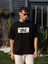 Unisex Bisiklet Yaka Baskılı Oversize T-Shirt - Siyah -Vlmr 1