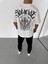 Unisex Bisiklet Yaka Baskılı Oversize T-Shirt - Beyaz -Vlmr 3