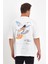 Erkek Melek Baskılı Oversize T-Shirt - Beyaz -Vlmr 1