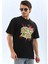 Unisex Oversize Baskılı Bisiklet Yaka T-Shirt - Siyah -Vlmr 1