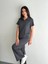 Osy Modal Yumuşak Dokulu Kumaş Kısa Kollu Yakalı T-Shirt Pantalon Ikili Takım- Antrasit -Vlmr 5